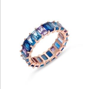 Adinas Jewels Ombré Blue Baguette Eternity Ring